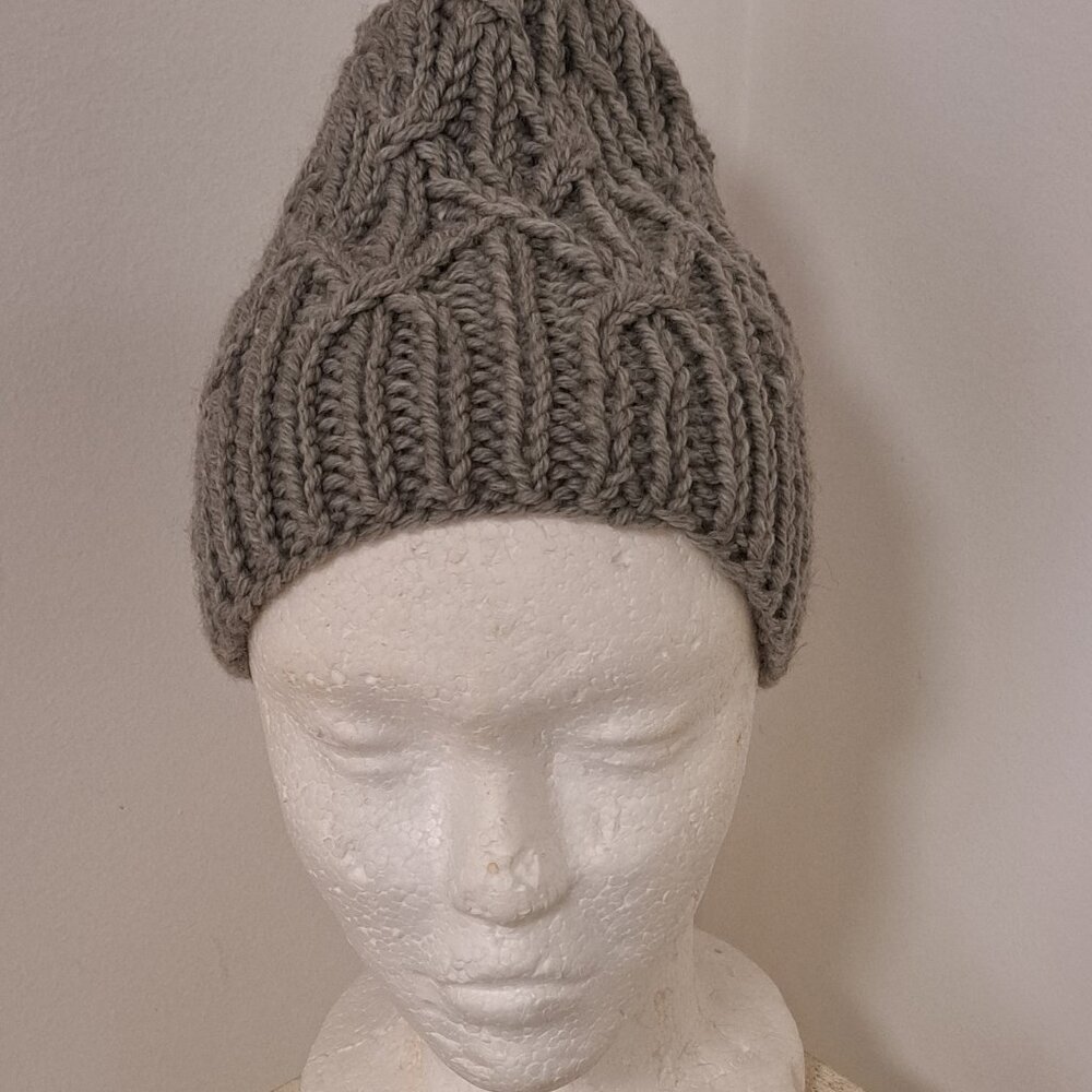 Hand-Crocheted Child's Light Grey Slouch Hat